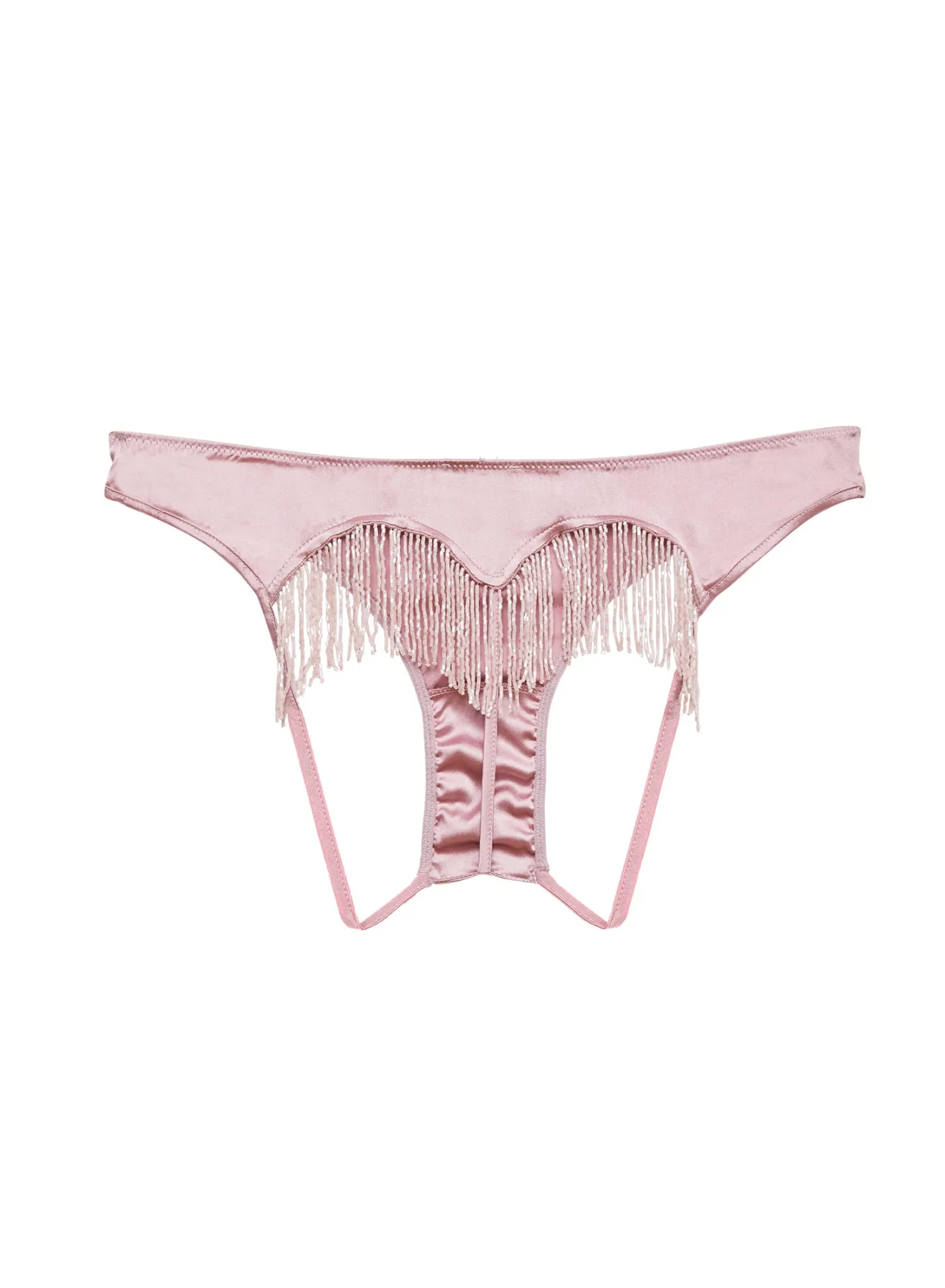 Beaded Fringe Ouvert Heart Shaped Panty
