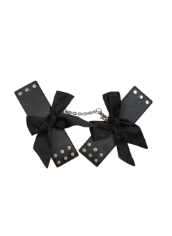 Leather Cuffs with Silk Bows