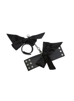 Leather Cuffs with Silk Bows