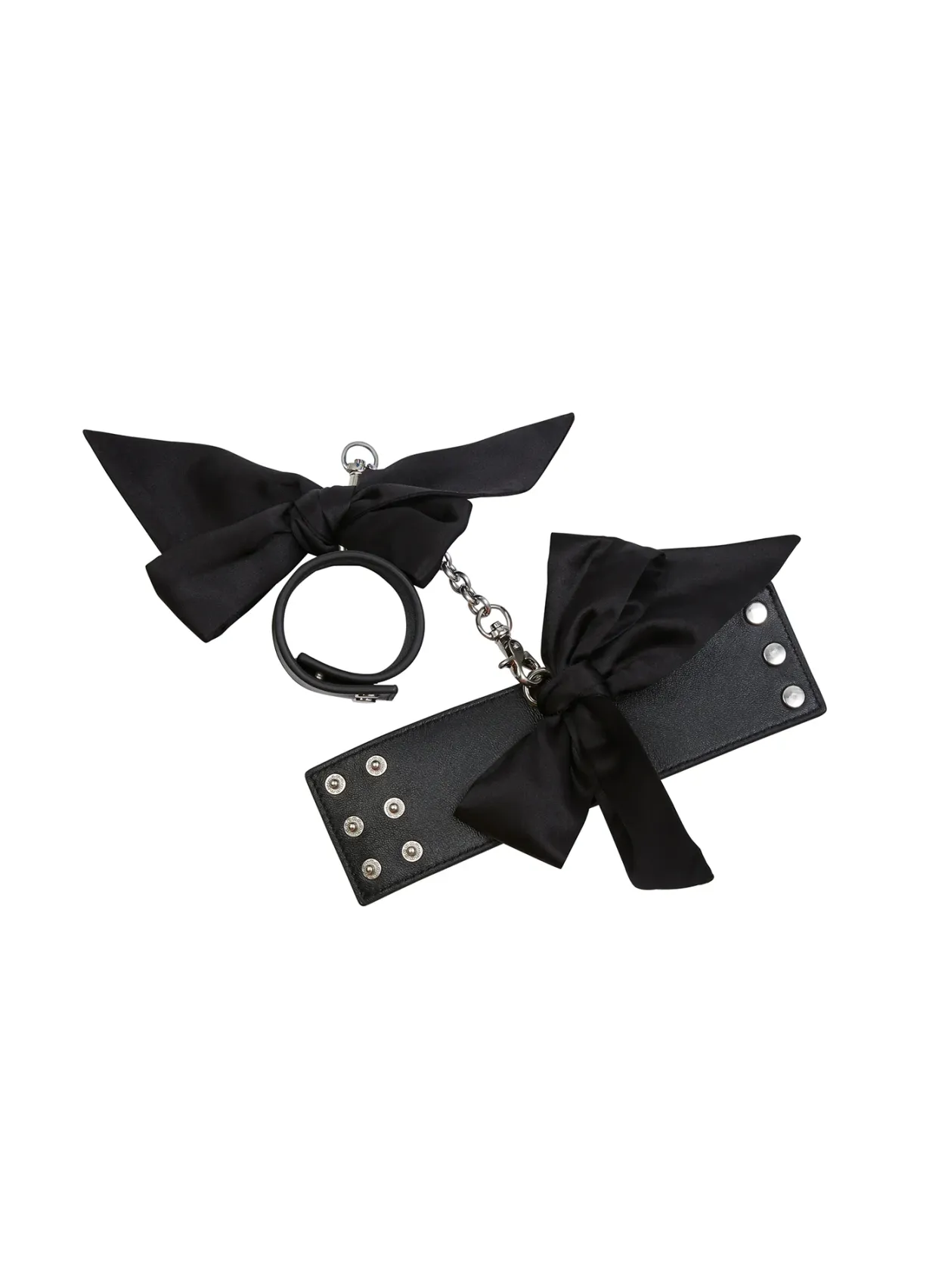 Leather Cuffs with Silk Bows
