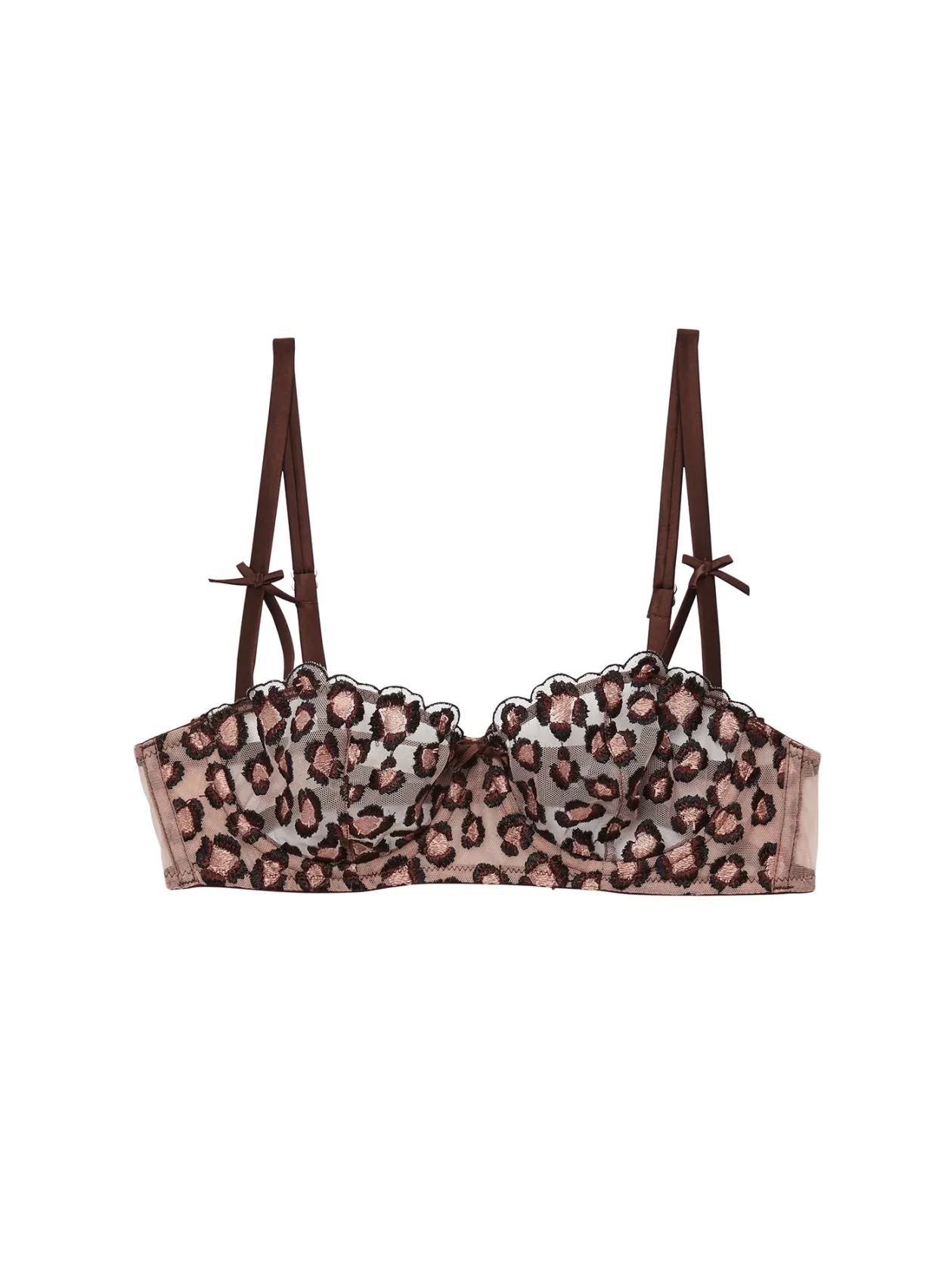 Leopard Embroidery Balconette Bra