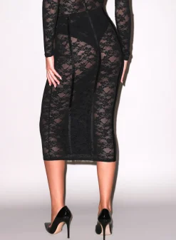 Le Stretch Lace Pencil Skirt