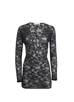 Le Stretch Lace Plunge Mini Dress