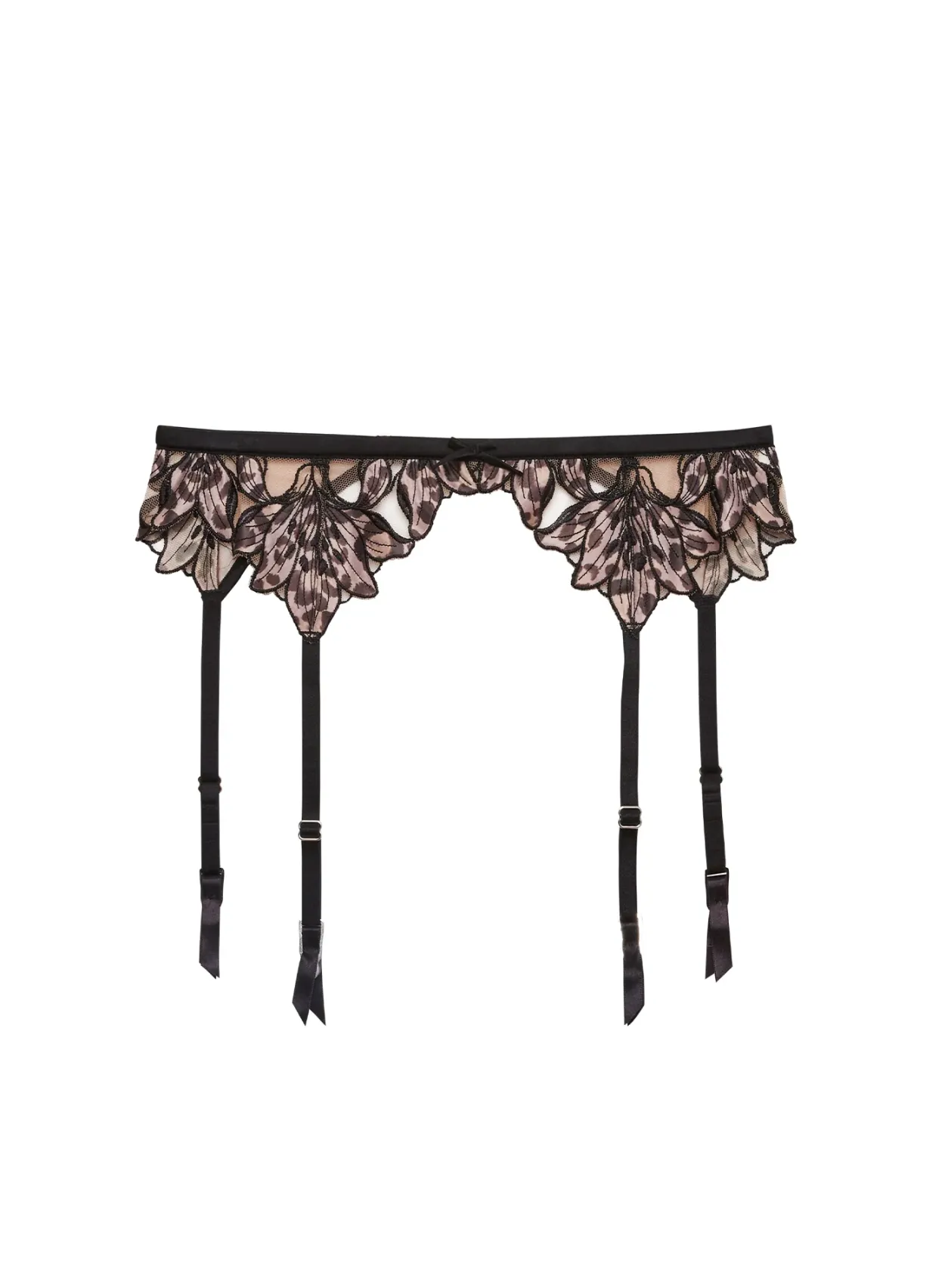 Lily Embroidery Garter Belt