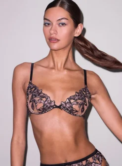 Lily Embroidery Plunge Demi Bra