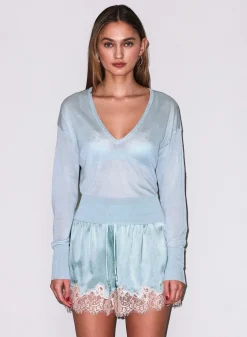 Sheer Knit V-Neck Sweater