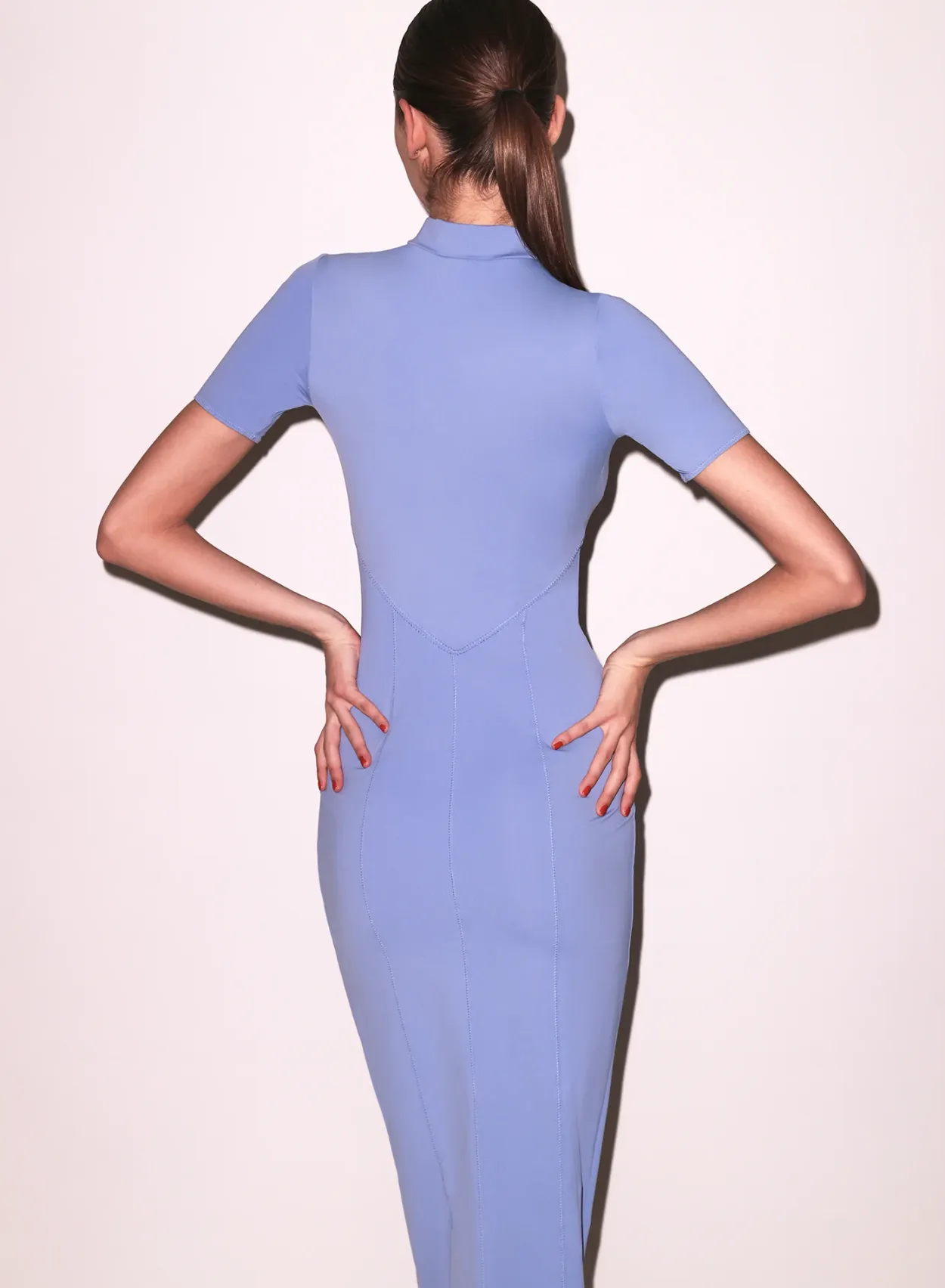 Sleek Jersey Mock Neck Dress