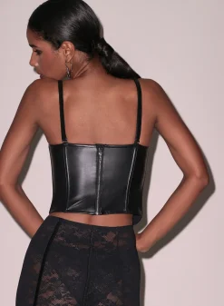 Vegan Leather Bustier Top
